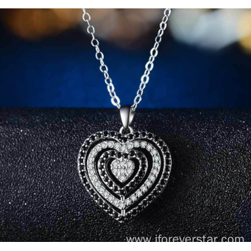 925 silver pendant pave heart charm